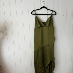 Wild Fable Women’s Chartreuse Satin Long V-Neck Slip Dress Sleeveless Large